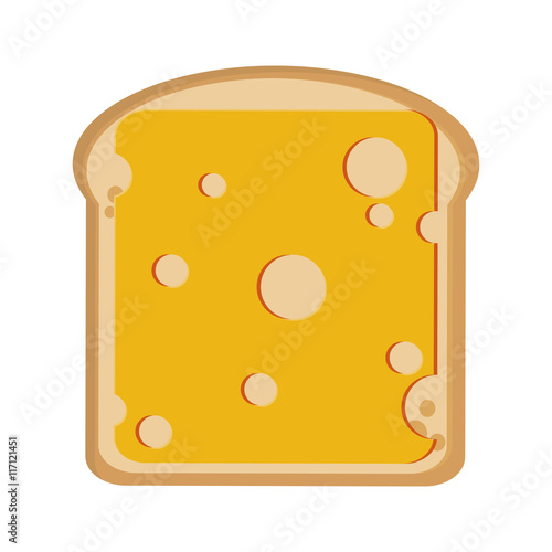 flat design bread slice with cheese icon vector illustration