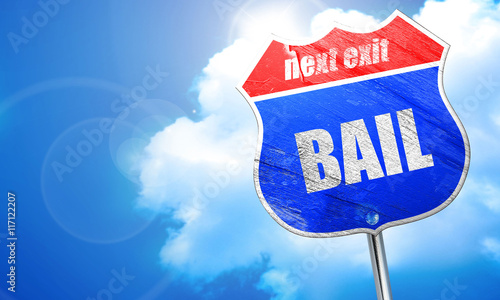 bail, 3D rendering, blue street sign