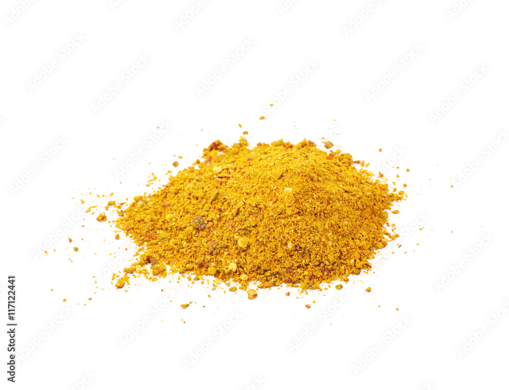 Pile of powdered curry spice isolated Pile of powdered curry spice isolated