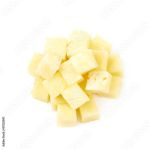 Pile of pineapple bits isolated