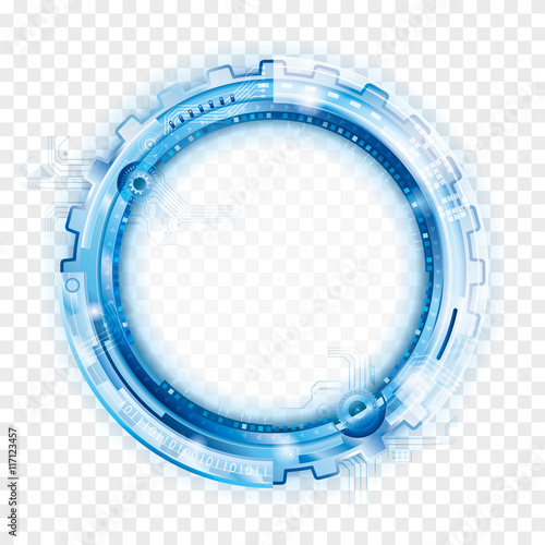 Transparent circular technology frame abstract background.