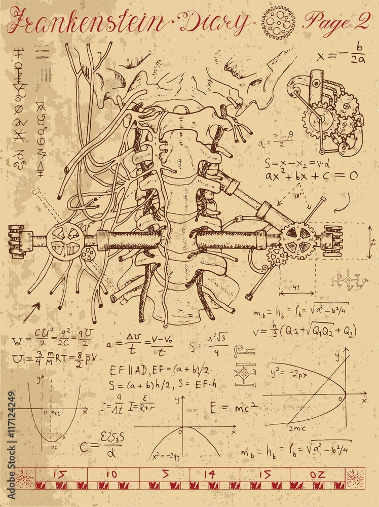 Frankenstein Diary with human anatomy throat and mechanisms Frankenstein Diary with human anatomy throat and mechanisms