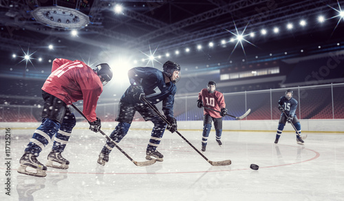 Hockey match at rink  . Mixed media © Sergey Nivens