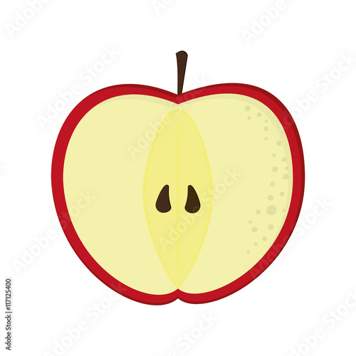 flat design apple half icon vector illustration