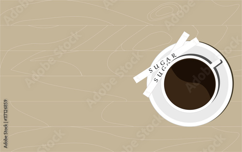 cup of coffee on wooden table