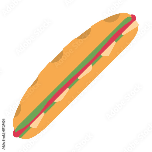flat design sub sandwich icon vector illustration