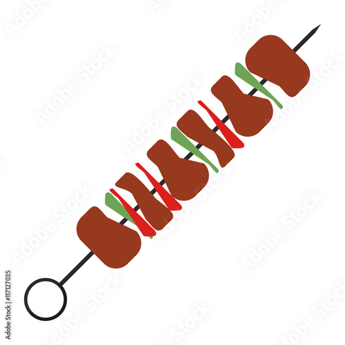 flat design meat skewer icon vector illustration