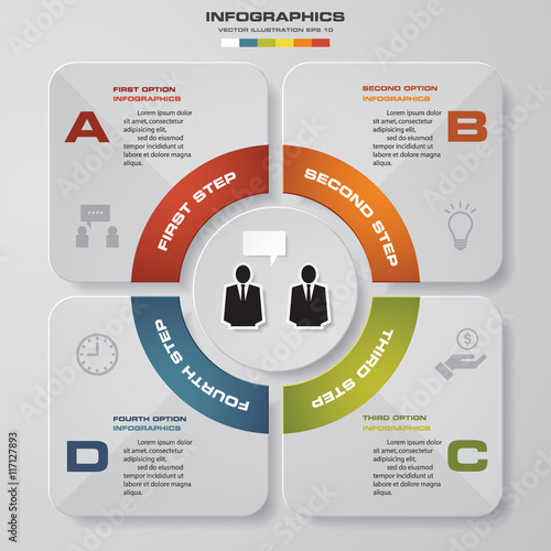 Abstract 4 steps business presentation template. Clean template/graphic or website layout. Vector.