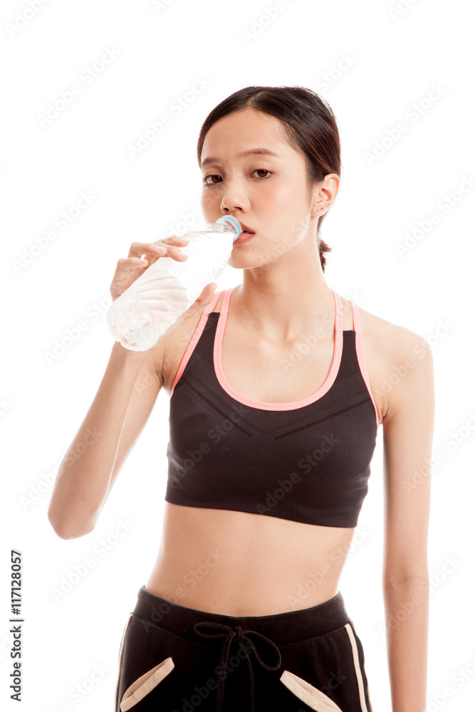 Beautiful Asian healthy girl with bottle of drinking water Beautiful Asian healthy girl with bottle of drinking water