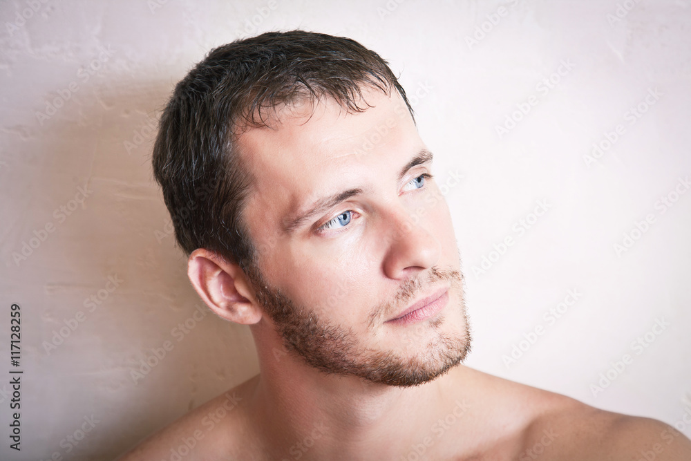 Portrait of thoughtful attractive man close up Portrait of thoughtful attractive man close up