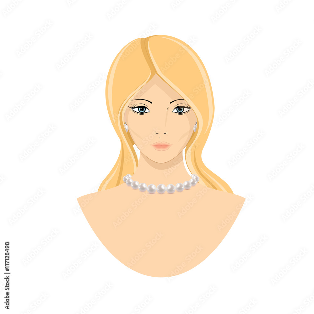 Beautiful model with a pearl necklace. Girl with jewelry. Beautiful model with a pearl necklace. Girl with jewelry.