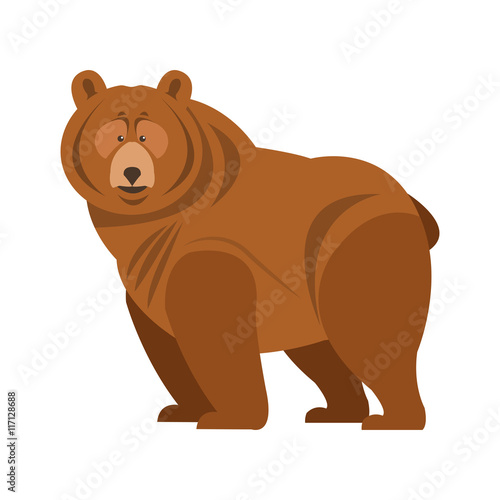 flat design grizzly bear icon vector illustration