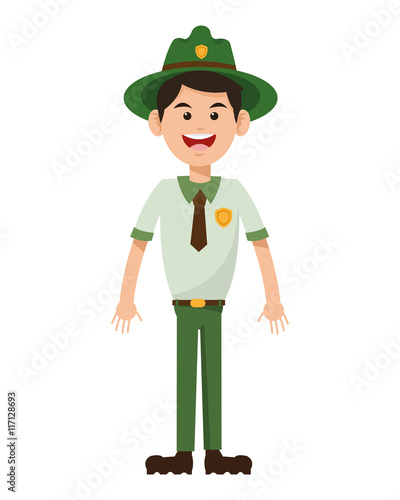 flat design park ranger icon vector illustration
