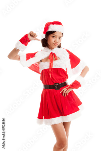 Asian Christmas Santa Claus girl thumbs down