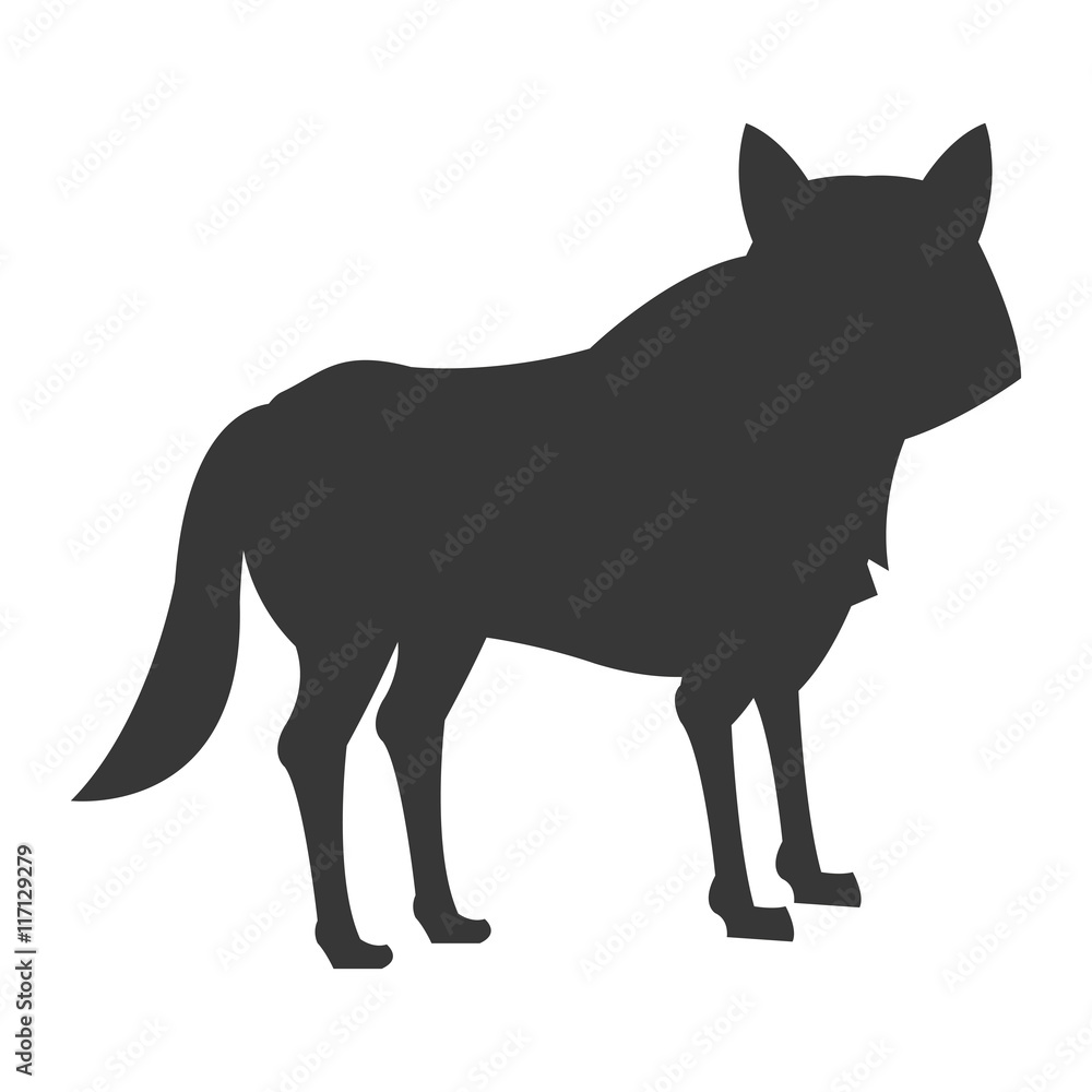 flat design big wolf icon vector illustration