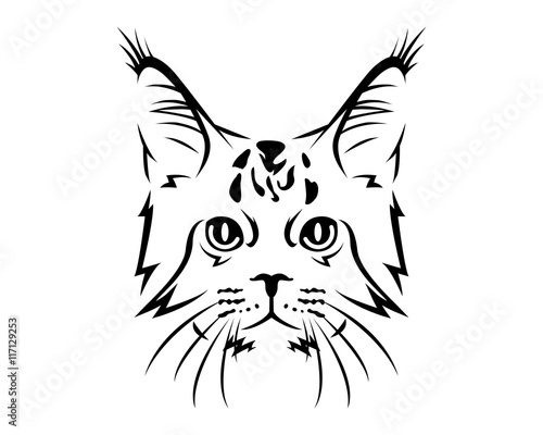 Cat Breed Line Art Logo - Siberian