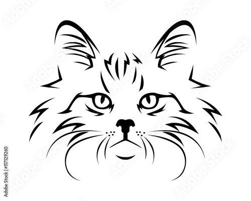 Cat Breed Line Art Logo - Norwegian Forest