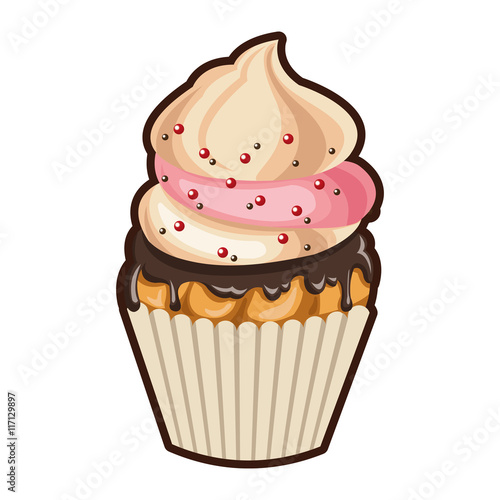 flat design single cupcake icon vector illustration