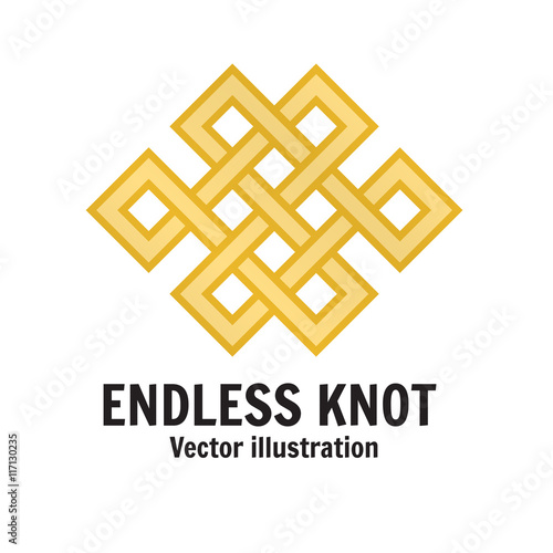 The endless knot. Graphic ornament composed of right-angled, intertwined lines. For web design, mobile and application interface, also useful for infographics. Vector illustration.