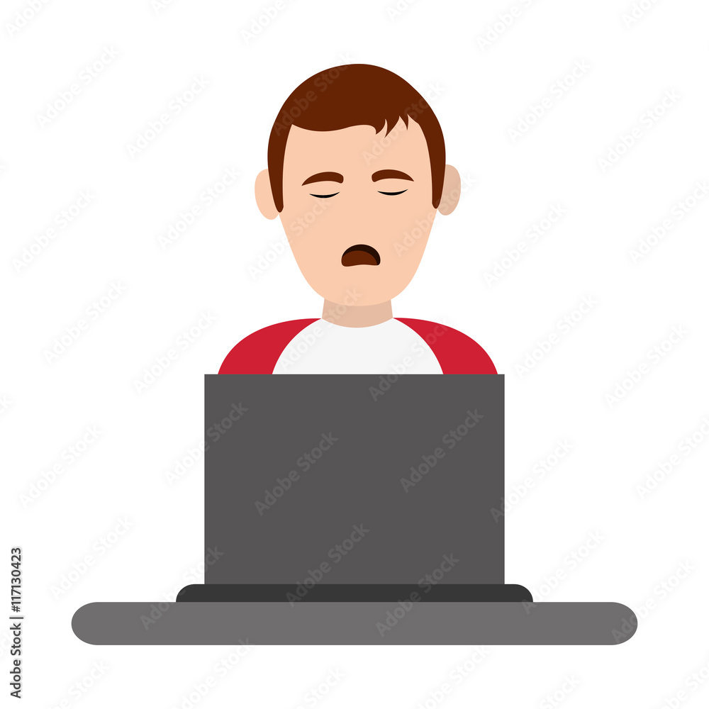 flat design person sleeping on desk icon vector illustration flat design person sleeping on desk icon vector illustration