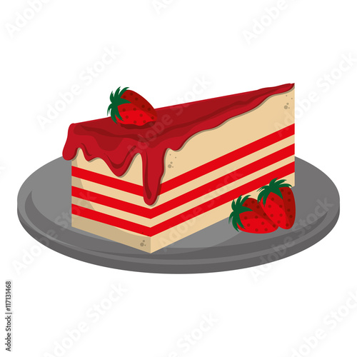 flat design cheesecake slice icon vector illustration