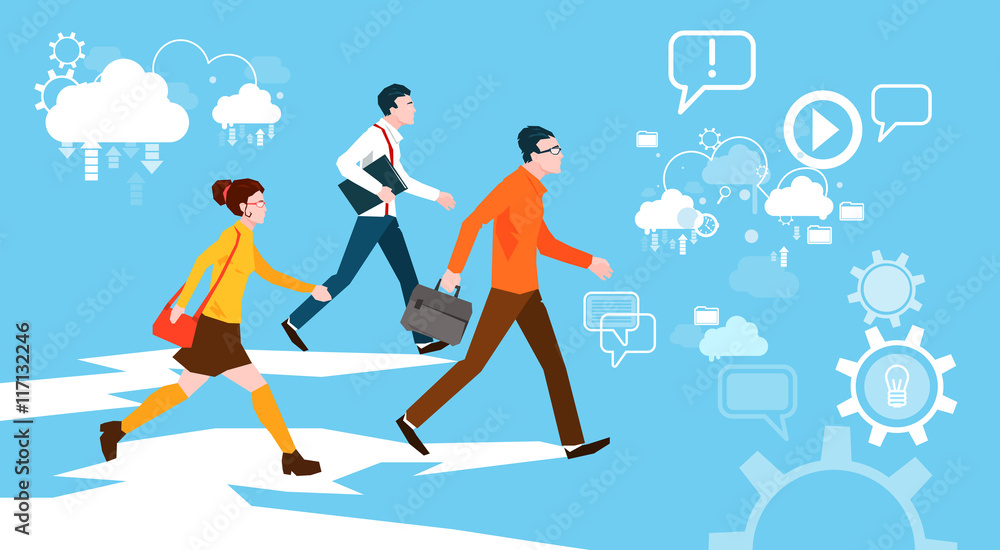 Casual People Group Walking Business Abstract Background