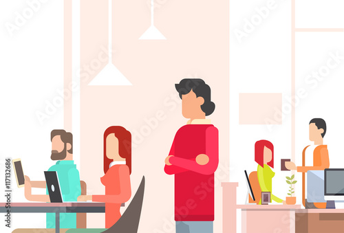 People Working Coworking Center Open Office Space