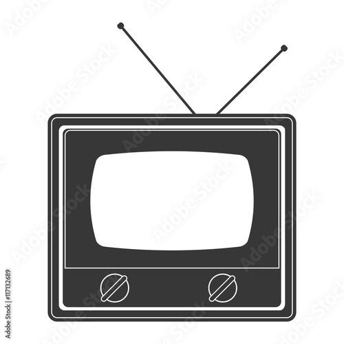 flat design retro classic tv with antenna icon vector illustration