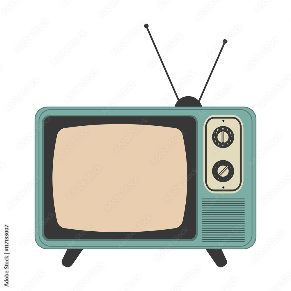 flat design retro classic tv with antenna icon vector illustration
