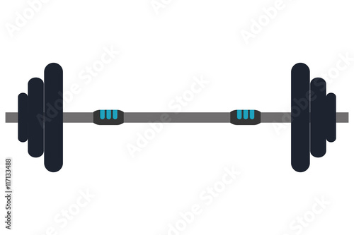 flat design single barbell icon vector illustration