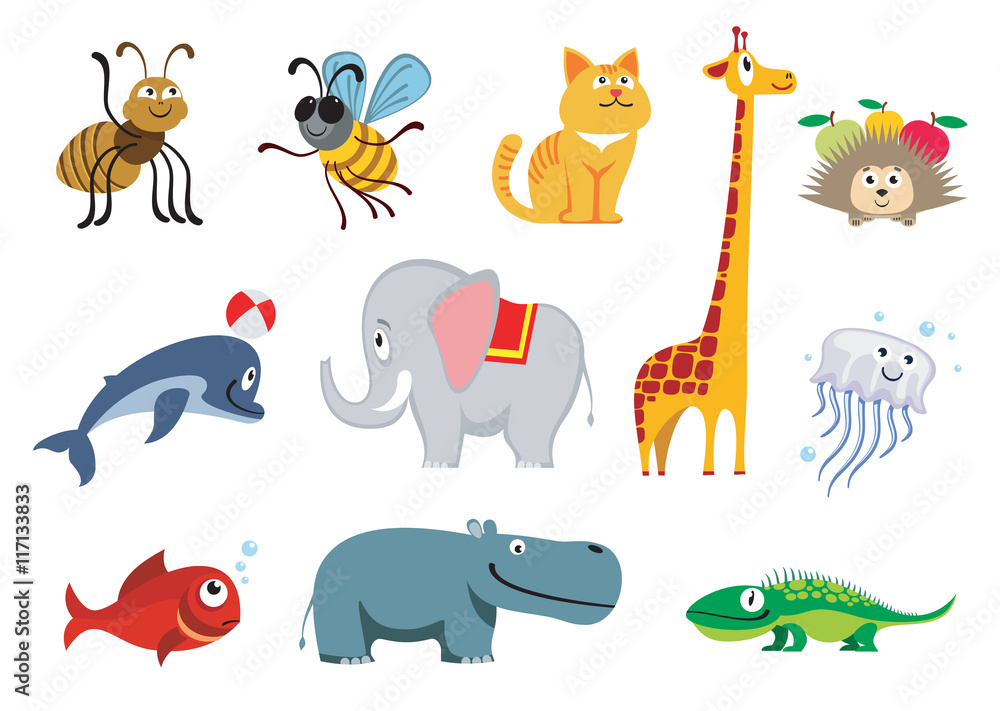 Naklejka premium Zoo animals vector set