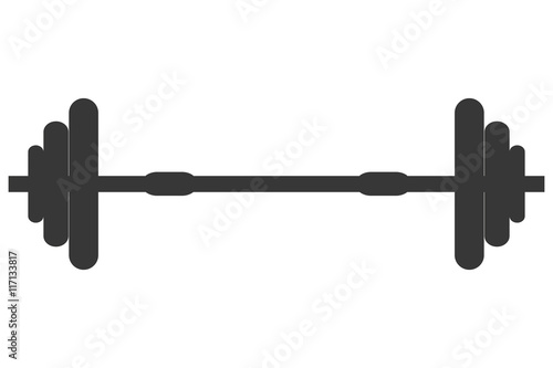flat design single barbell icon vector illustration