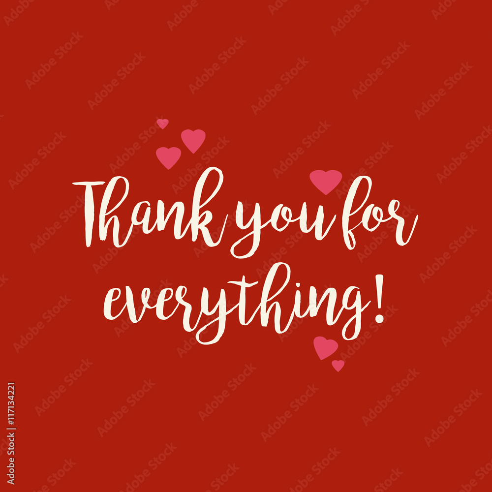Red Thank you for being you greeting card with pink hearts