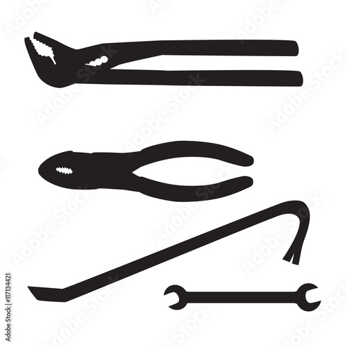 House repairs tools. Crowbar, groove joint pliers, open-ended spanner, slip joint pliers, house repairing. Tools for repair crowbar, groove joint pliers, open-ended spanner, slip joint pliers .