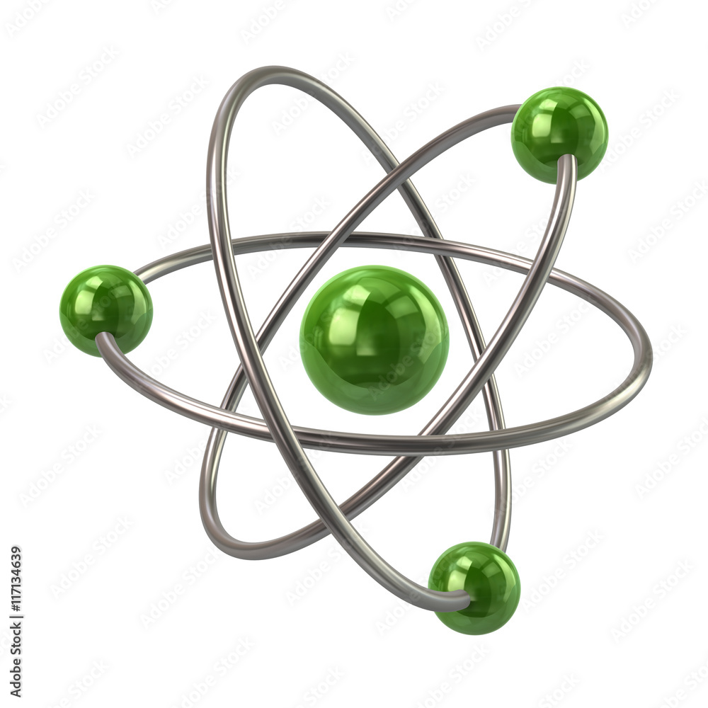 3d illustration of green atom molecule 3d illustration of green atom molecule