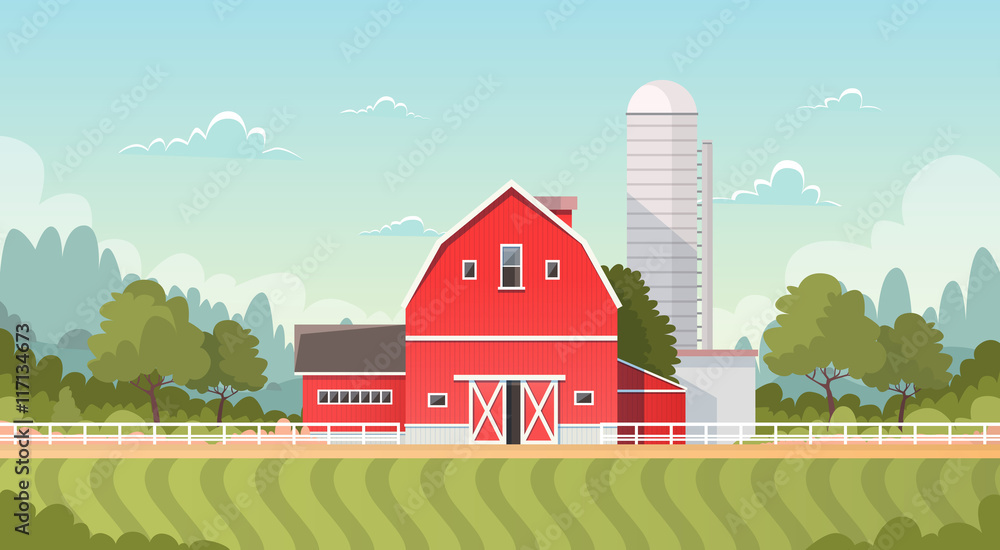 Agriculture And Farming, Farmland Countryside Landscape - obrazy, fototapety, plakaty 