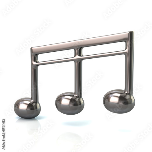 3d illustration of silver music note