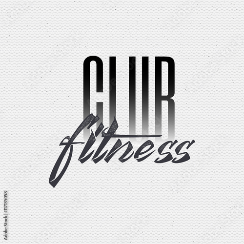 Foto Fitness - badges, lettering, calligraphy is written with the help of tools using