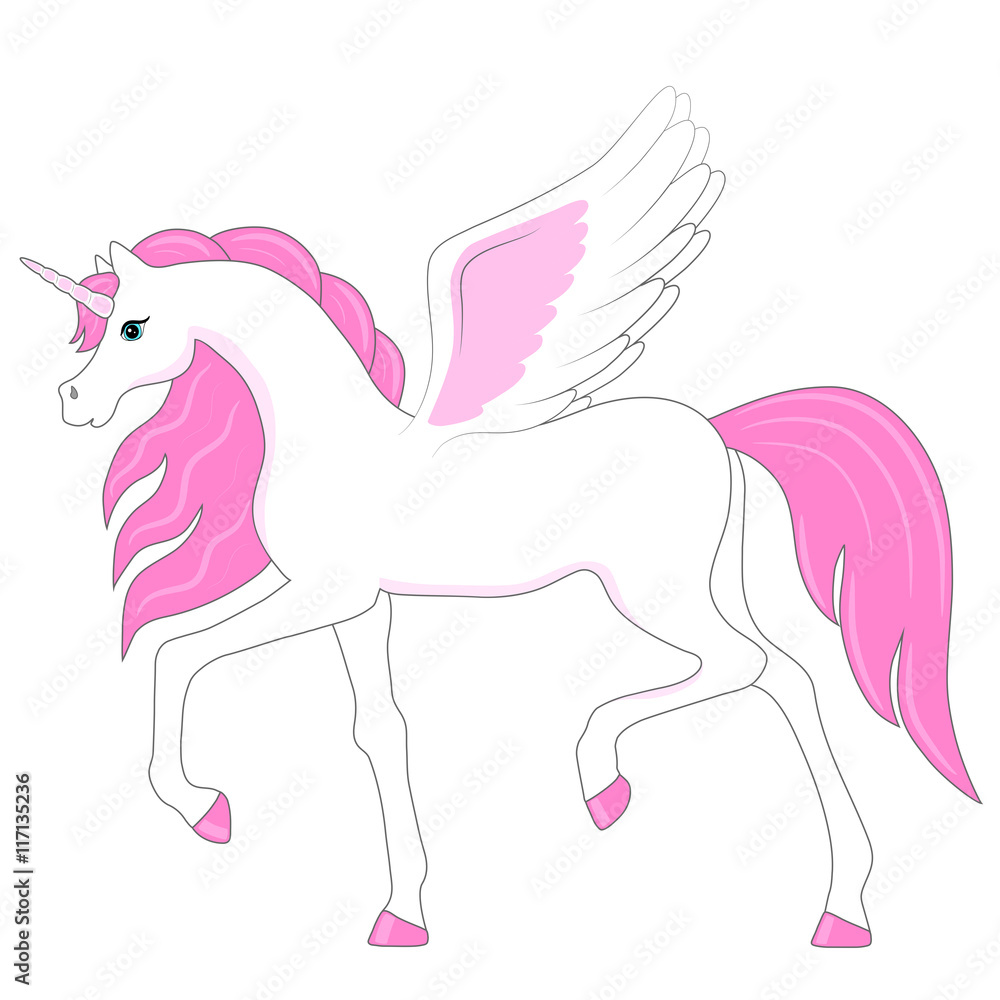 pink cartoon unicorn pegasus Stock Photo | Adobe Stock