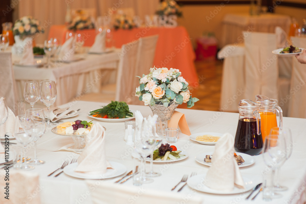 Fototapeta premium table set for wedding or another catered event