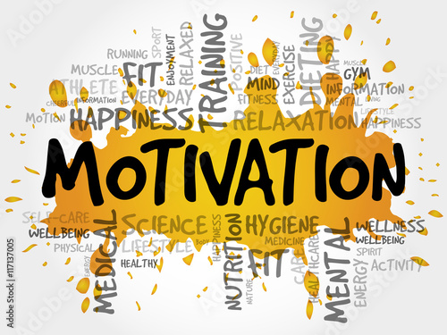 MOTIVATION word cloud collage, health concept background