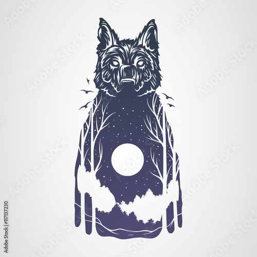 Abstract wolf from the forest