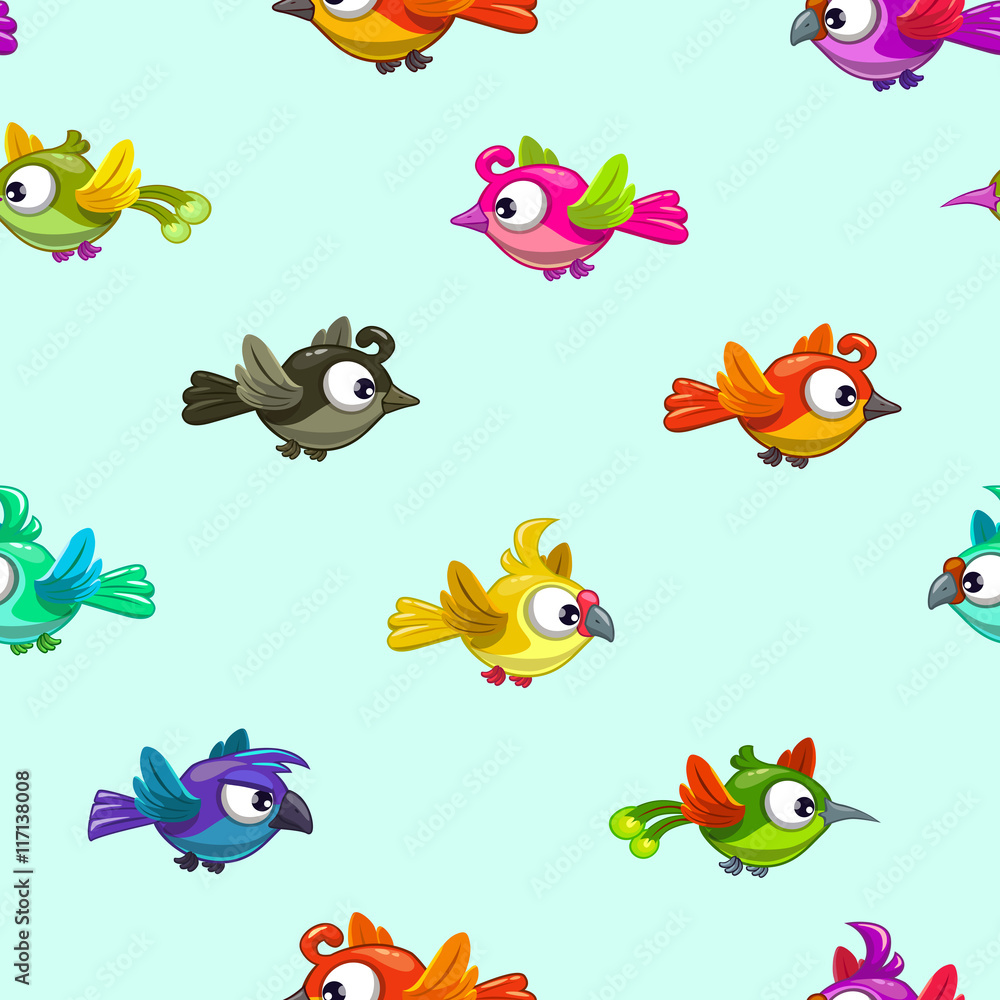 Seamless pattern with cute cartoon little birds Seamless pattern with cute cartoon little birds