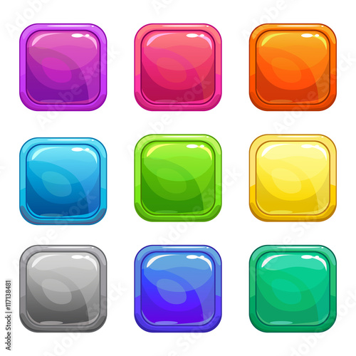 Colorful square glossy buttons set