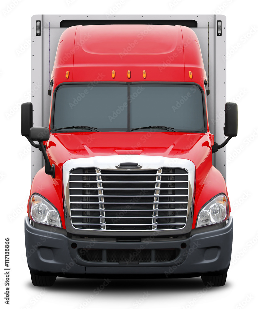 Folde Svarende til Forsendelse Red truck front view, isolated on white background. foto de Stock | Adobe  Stock
