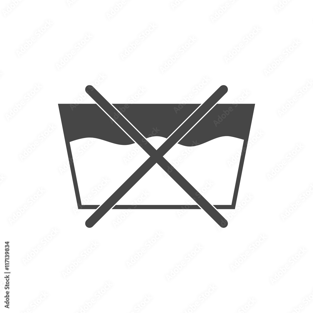 No washing by machine or hands, black vector icon No washing by machine or hands, black vector icon