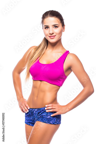 attractive fitness woman, trained female body,