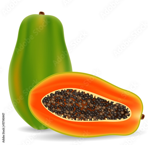 Fresh papaya isolated on white background