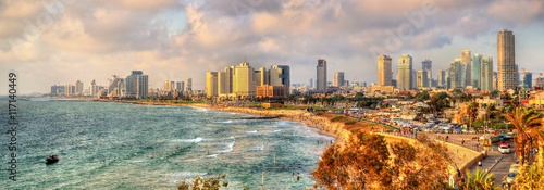 Obraz na płótnie Panorama of the Mediterranean waterfront in Tel Aviv