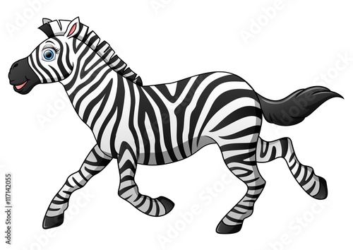 Fototapeta Naklejka Na Ścianę i Meble -  Happy zebra cartoon running